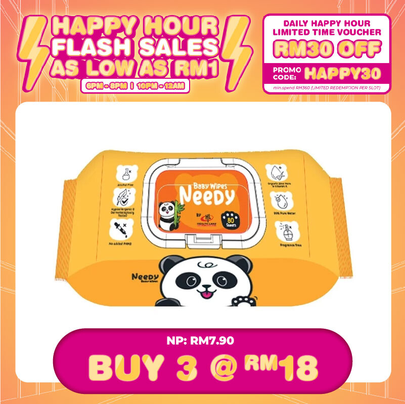 (HAPPY HOUR) NEEDY BABY WIPES FRAGRANCE FREE 80'S